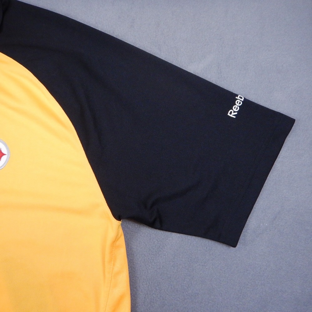 Pittsburgh Steelers Mens M Polo Shirt Reebok Yellow Black Short Sleeve NFL READ - Picture 8 of 15